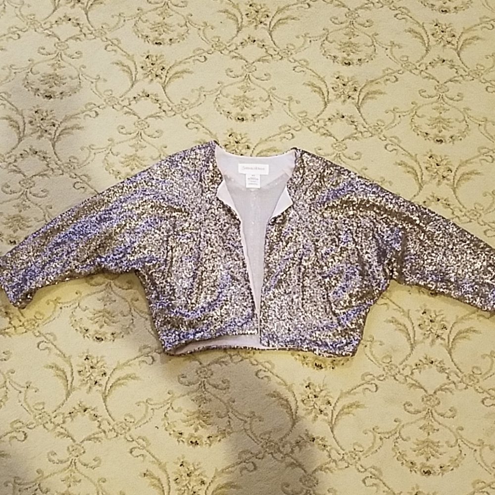 Anthropologie gold sequin crop jacket, size xs